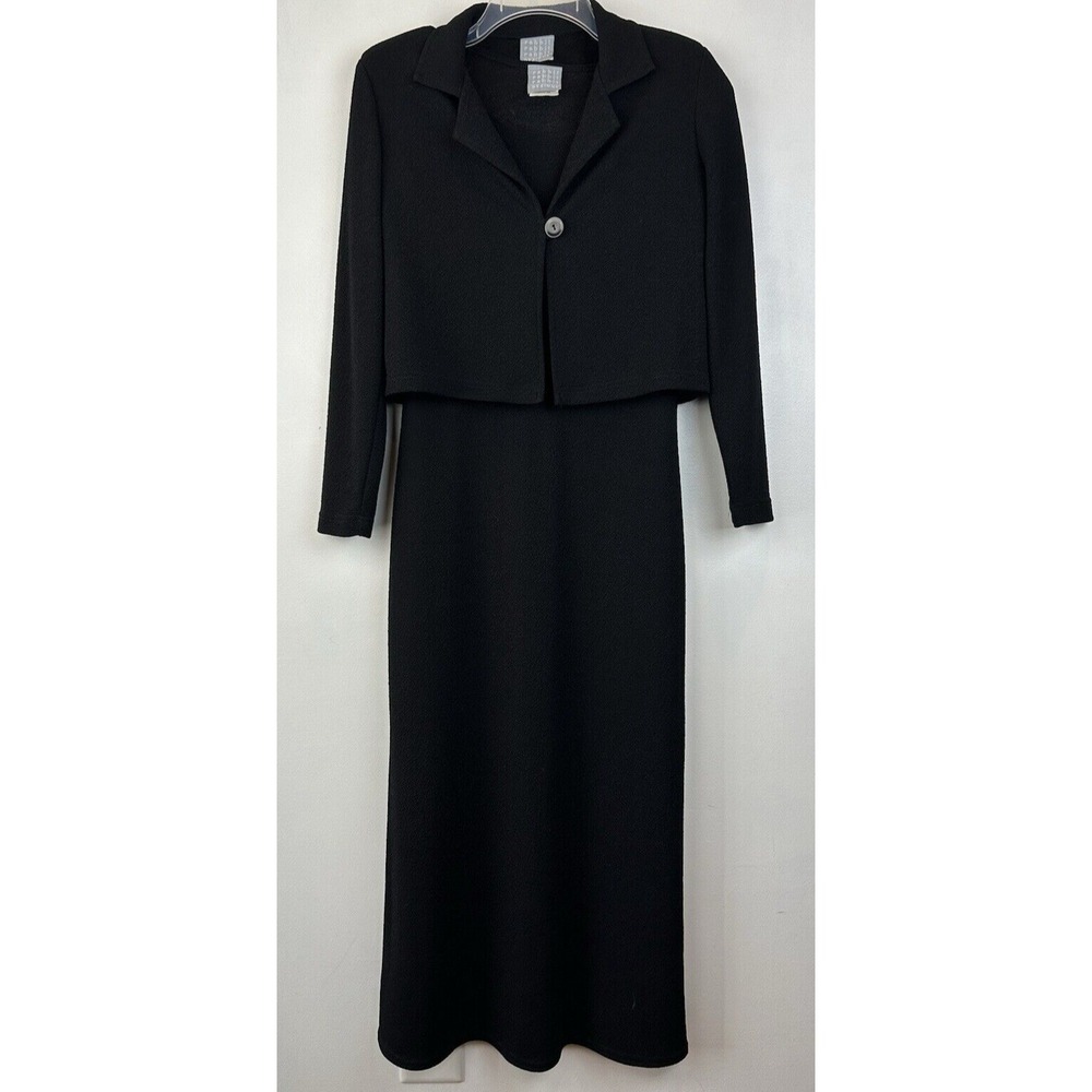 Vintage Maxi Dress Set Women 6 M Black Jacket Long Witchy Whimsygoth 80s 90s USA